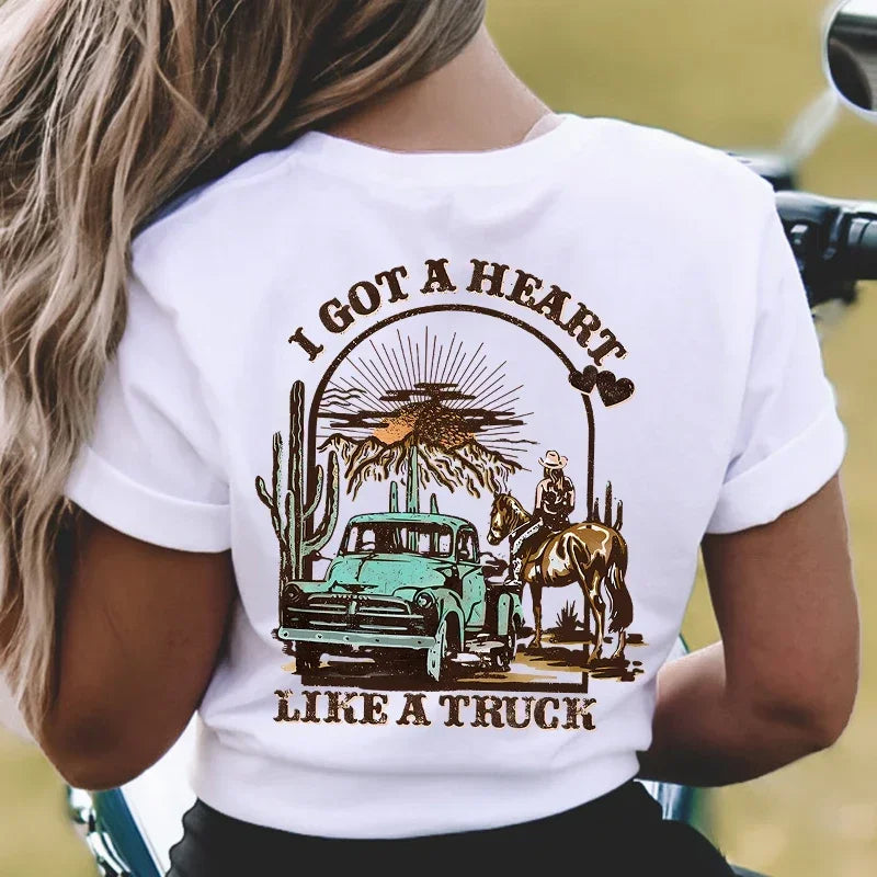 Women T-shirts I Got A Heart Like A Truck Front and Back Shirt