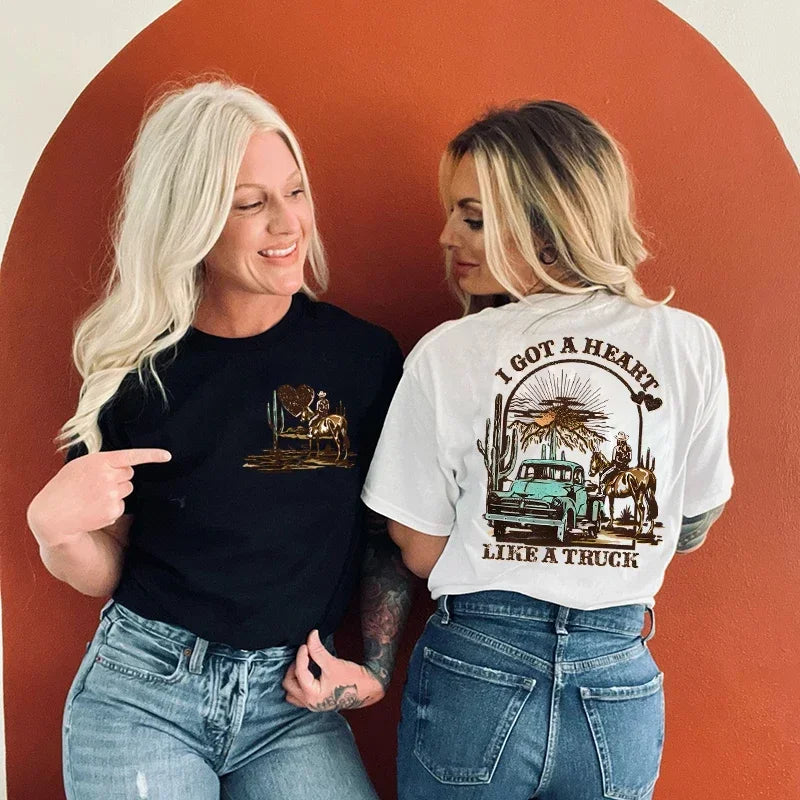 Women T-shirts I Got A Heart Like A Truck Front and Back Shirt