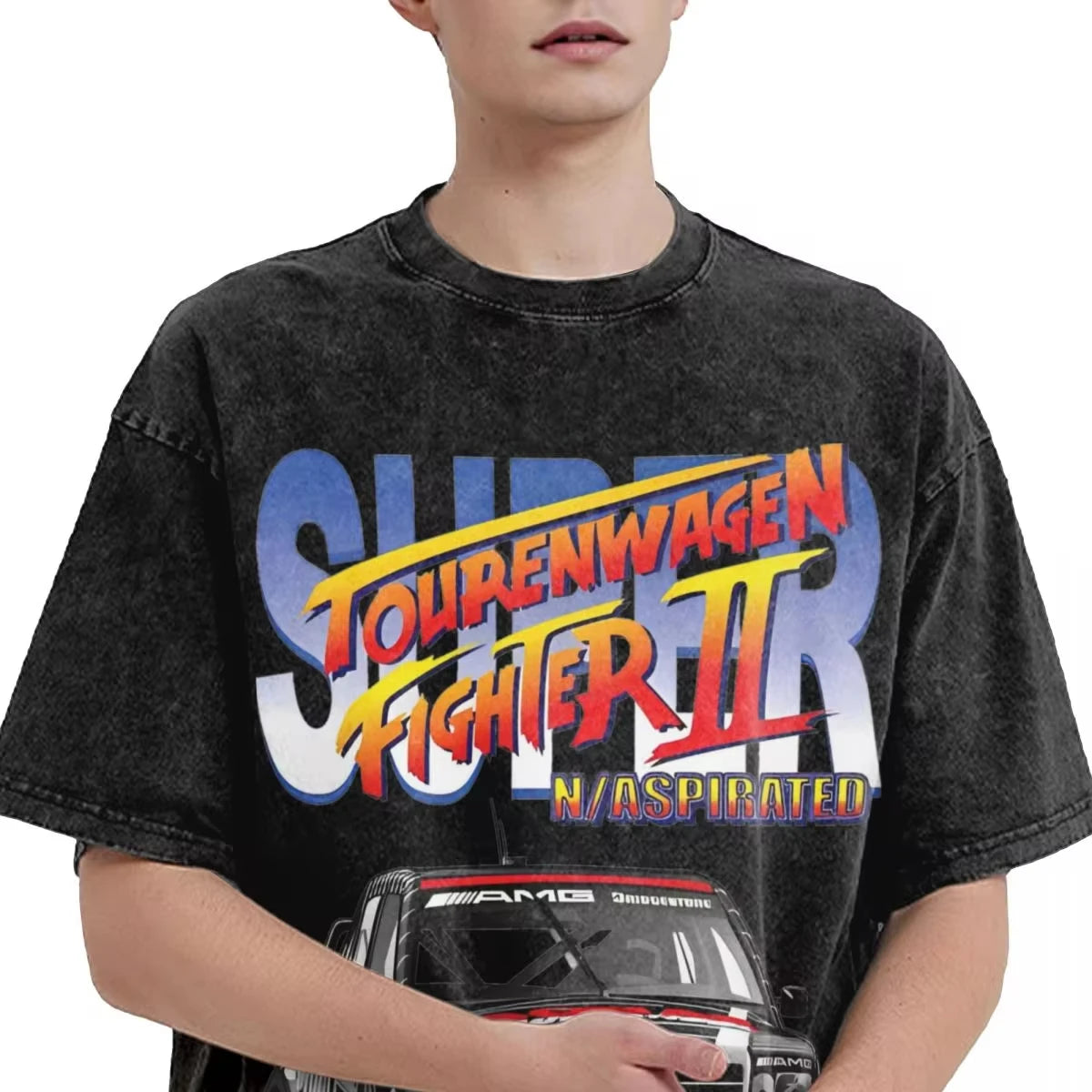 Washed T Shirts Mercedes 190E Harajuku Streetwear