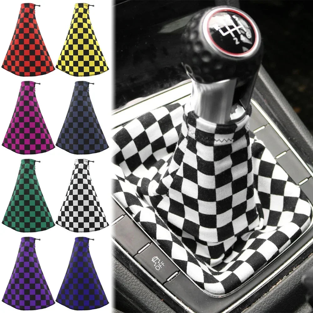 Checkered Car Shift Knob Cover