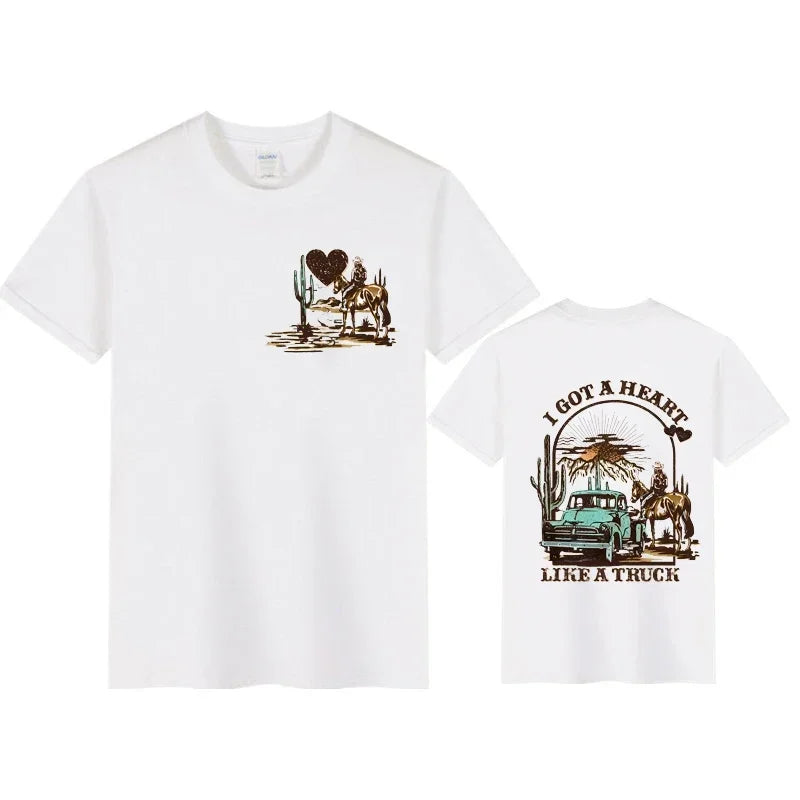 Women T-shirts I Got A Heart Like A Truck Front and Back Shirt