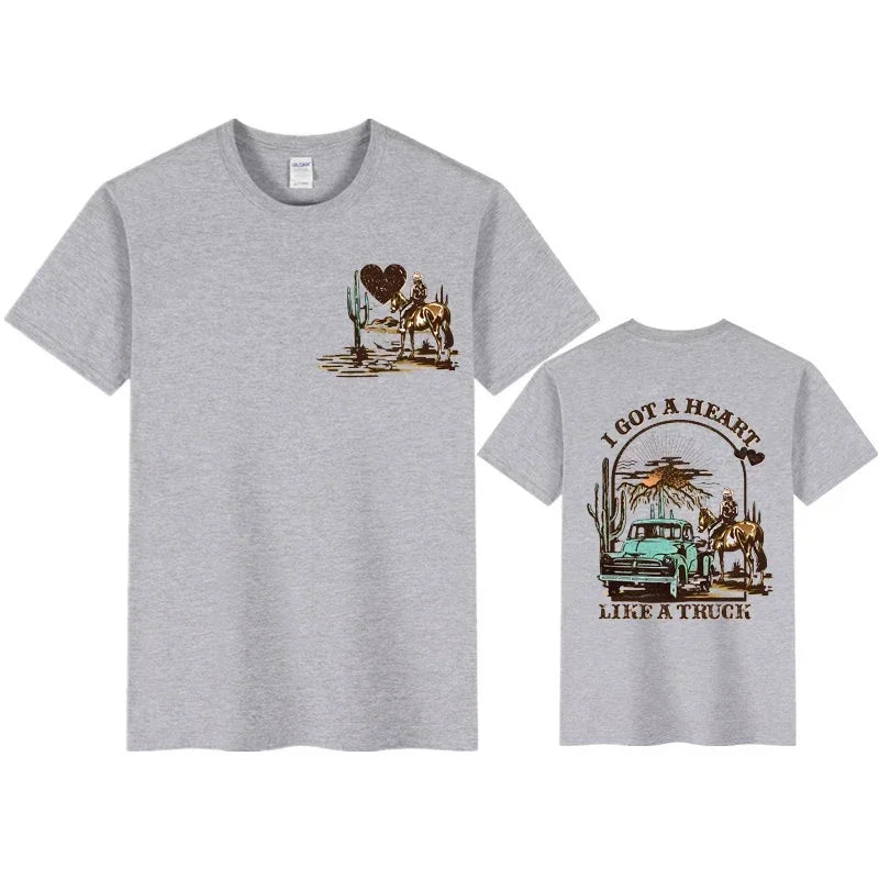 Women T-shirts I Got A Heart Like A Truck Front and Back Shirt