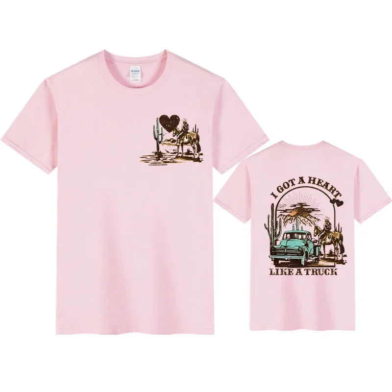 Women T-shirts I Got A Heart Like A Truck Front and Back Shirt