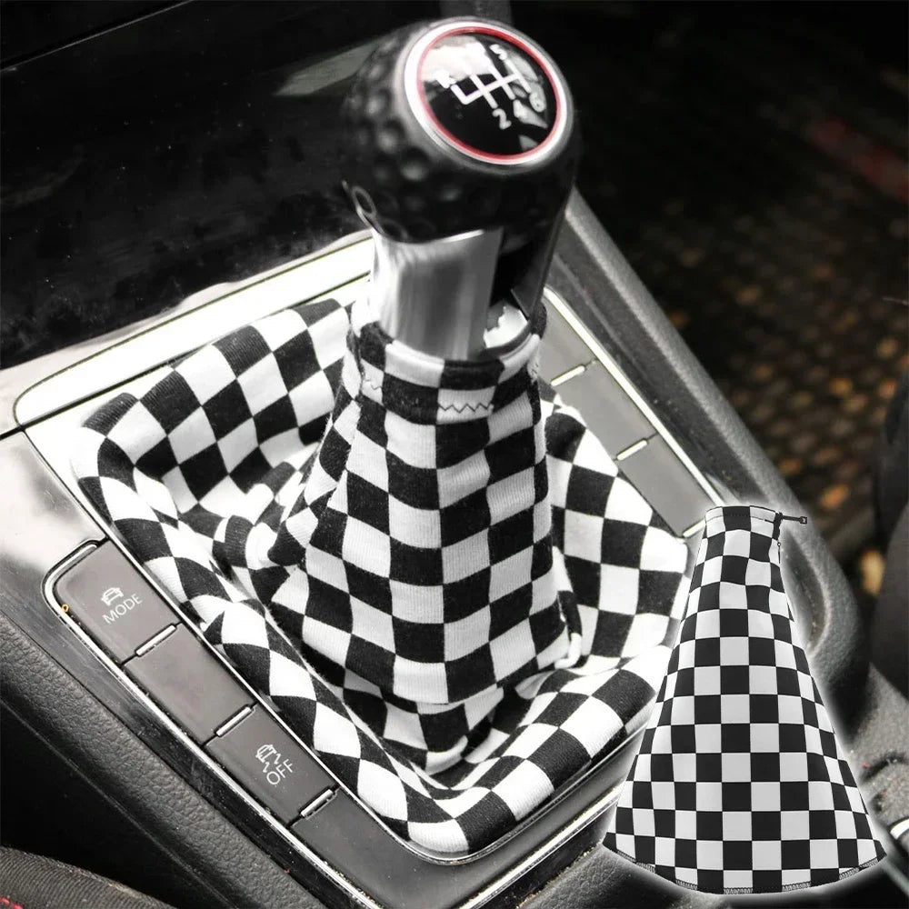 Checkered Car Shift Knob Cover