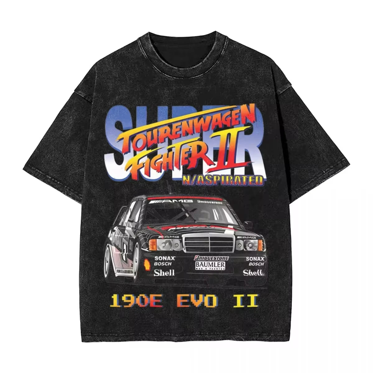 Washed T Shirts Mercedes 190E Harajuku Streetwear