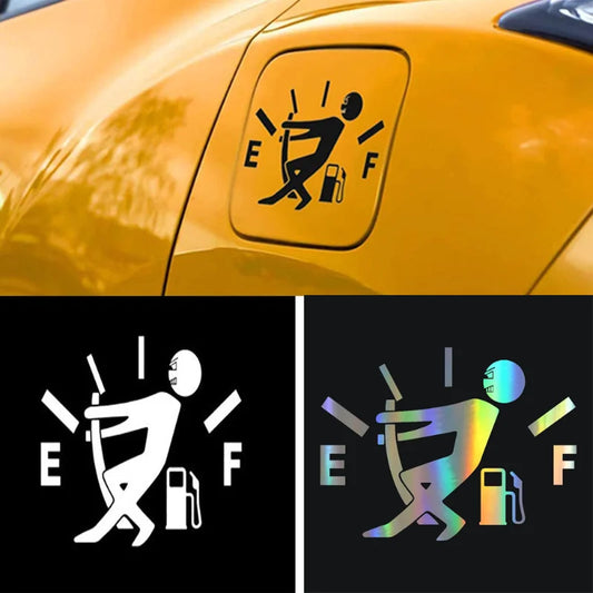 Creative Funny Car Pull Fuel Tank Pointer Reflective Vinyl Sticker