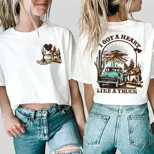 Women T-shirts I Got A Heart Like A Truck Front and Back Shirt