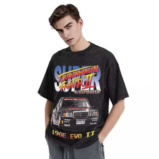 Washed T Shirts Mercedes 190E Harajuku Streetwear