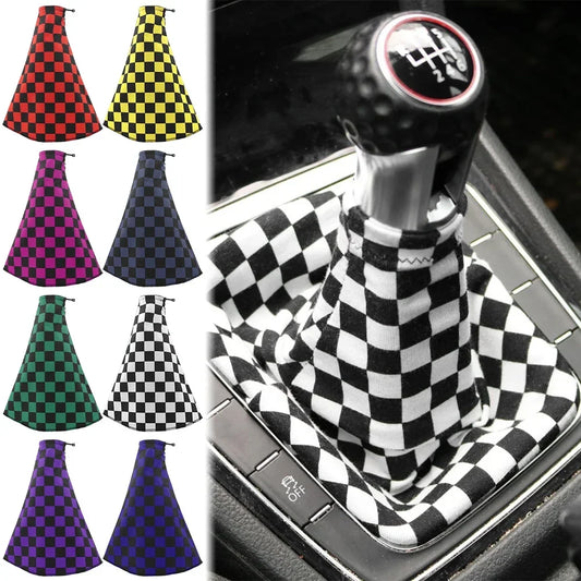 Checkered Car Shift Knob Cover