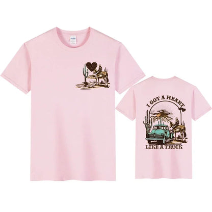 Women T-shirts I Got A Heart Like A Truck Front and Back Shirt