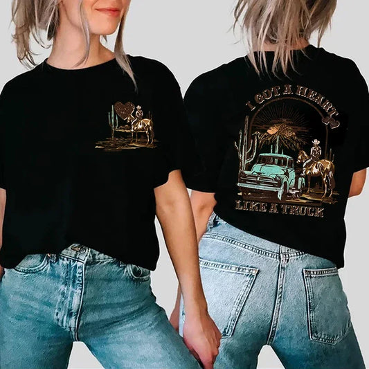 Women T-shirts I Got A Heart Like A Truck Front and Back Shirt