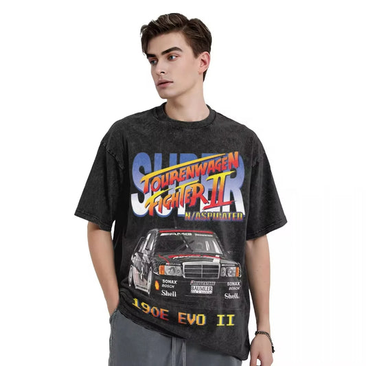 Washed T Shirts Mercedes 190E Harajuku Streetwear